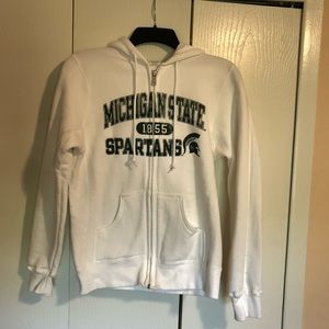 Michigan State University zip up hoodie in white